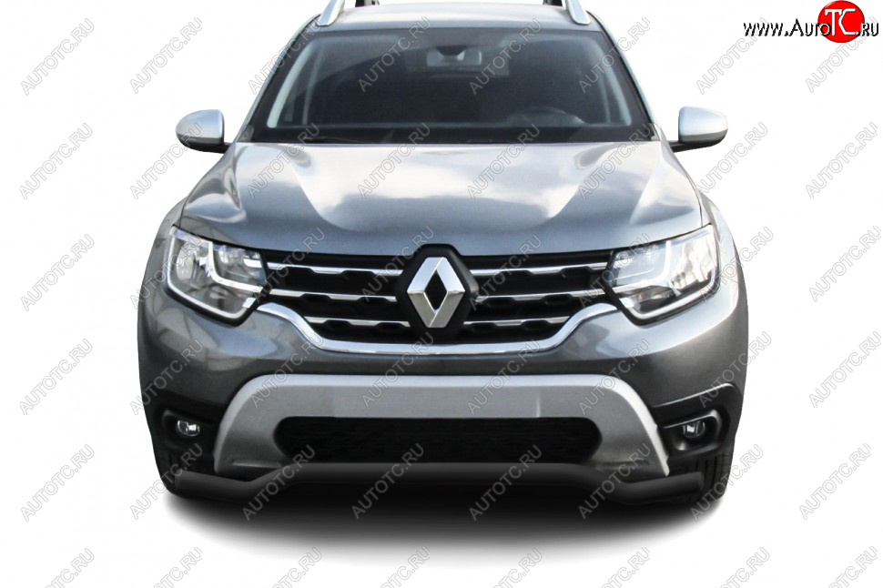 6 999 р. Защита переднего бампера Slitkoff (Ø57 мм).  Renault Duster  HM (2021-2024) рестайлинг (Сталь окрашенная, цвет черный)  с доставкой в г. Омск