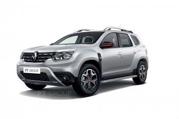 11 999 р. Порожки для ног Petroil Tuning (Ø51 с алюминиевой площадкой) Renault Duster HM (2020-2024) (Цвет: серебристый (Искра))  с доставкой в г. Омск. Увеличить фотографию 2