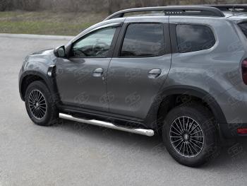 Защита порогов (Ø76 мм, с проступью) Russtal Renault Duster HM (2020-2024)