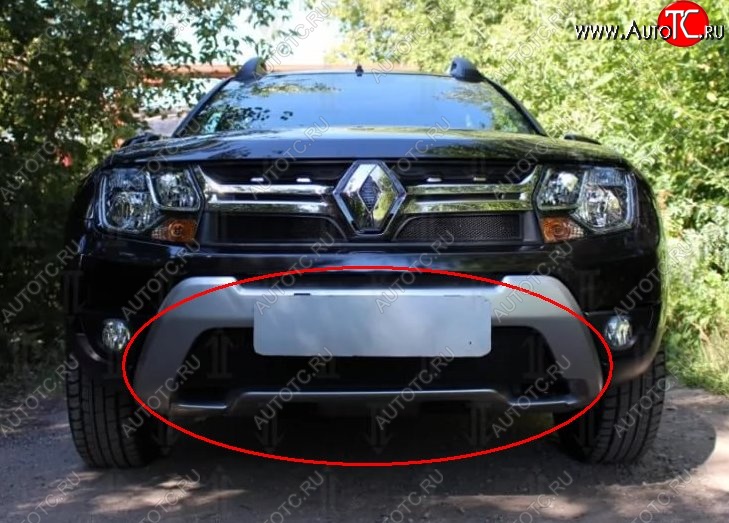 1 469 р. Нижняя защитная сетка на бампер Russtal (черная) Renault Duster HS рестайлинг (2015-2021)  с доставкой в г. Омск