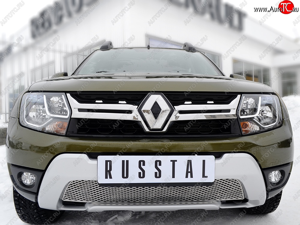 5 999 р. Защитная решётка в воздуховод бампера Russtal (нержавейка) Renault Duster HS рестайлинг (2015-2021)  с доставкой в г. Омск