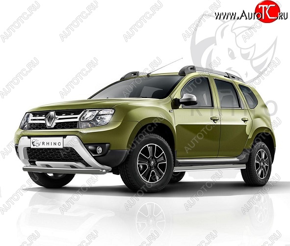 8 449 р. Защита переднего бампера (Ø63 мм, окрашенная) SLITKOFF  Renault Duster  HS (2015-2021) рестайлинг (серебро)  с доставкой в г. Омск