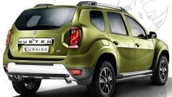 Защита заднего бампера (Ø63 мм, нержавейка, сталь окрашенная) Russtal Renault Duster HS рестайлинг (2015-2021)  (черная)