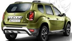 Защита заднего бампера (Ø63 мм волна под машину, нержавейка) Russtal Renault Duster HS рестайлинг (2015-2021)  (черная)