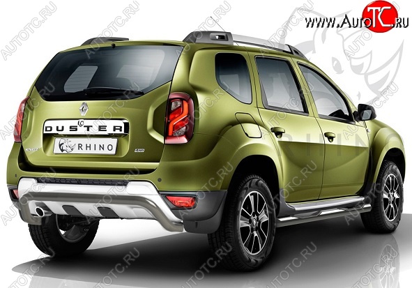 15 999 р. Защита заднего бампера (Ø63 мм волна под машину, нержавейка) SLITKOFF Renault Duster HS рестайлинг (2015-2021)  с доставкой в г. Омск