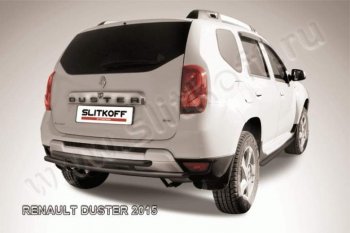 5 499 р. Защита задняя Slitkoff  Renault Duster  HS (2015-2021) рестайлинг (Цвет: серебристый)  с доставкой в г. Омск. Увеличить фотографию 1