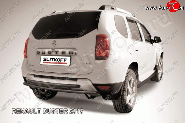 5 499 р. Защита задняя Slitkoff  Renault Duster  HS (2015-2021) рестайлинг (Цвет: серебристый)  с доставкой в г. Омск