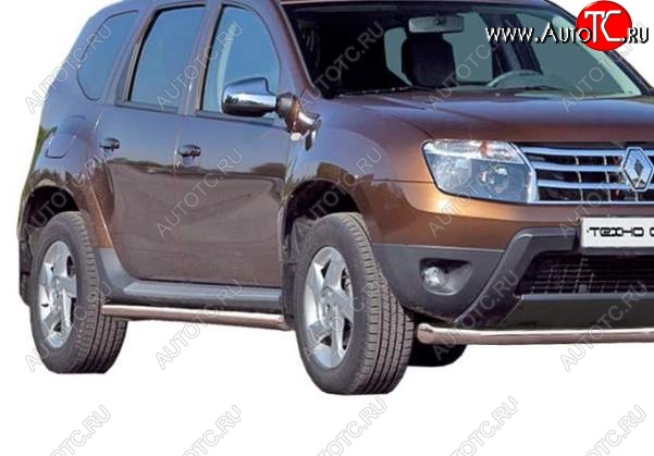 22 999 р. Защита порогов ТехноСфера (Техно Сфера) (нержавейка, 63.5 mm)  Renault Duster  HS (2010-2015) дорестайлинг  с доставкой в г. Омск