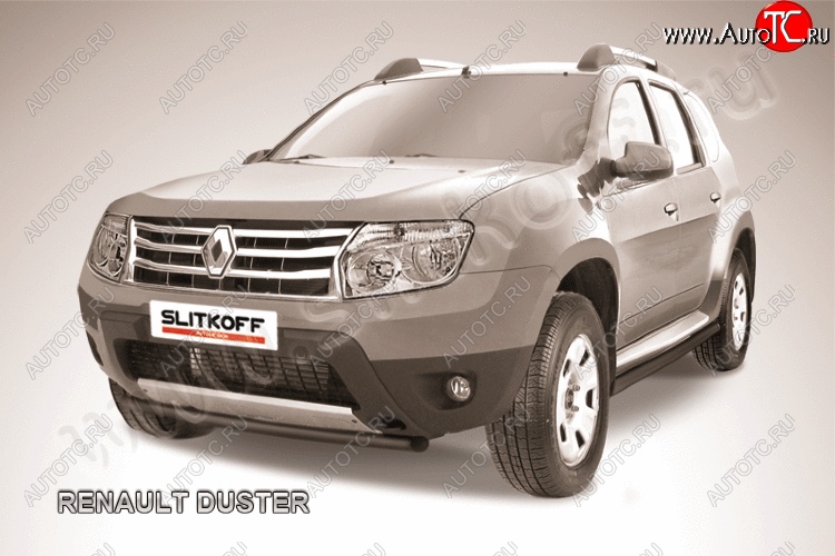 5 899 р. Защита переднего бампер Slitkoff  Renault Duster  HS (2010-2015) дорестайлинг (Цвет: серебристый)  с доставкой в г. Омск