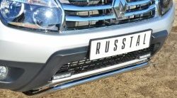 11 799 р. Защита переднего бампера (Ø42 мм, нержавейка, 4х4) SLITKOFF Renault Duster HS дорестайлинг (2010-2015)  с доставкой в г. Омск. Увеличить фотографию 2