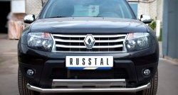 Одинарная защита переднего бампера диаметром 63 мм (4x4) SLITKOFF Renault Duster HS дорестайлинг (2010-2015)