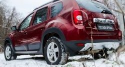 4 999 р. Накладка на задний бампер RA Renault Duster HS дорестайлинг (2010-2015) (Поверхность шагрень (серый металлик))  с доставкой в г. Омск. Увеличить фотографию 2