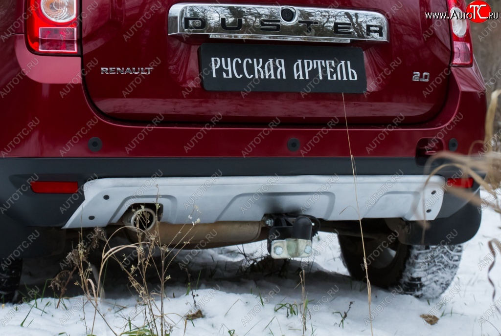 4 999 р. Накладка на задний бампер RA Renault Duster HS дорестайлинг (2010-2015) (Поверхность шагрень (серый металлик))  с доставкой в г. Омск