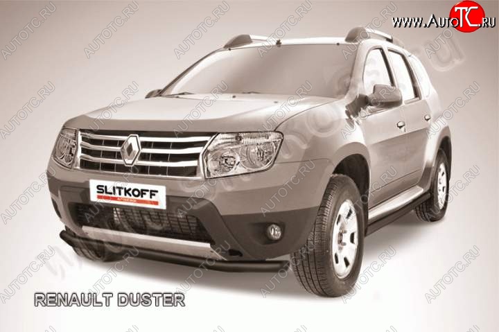 9 549 р. Защита переднего бампер Slitkoff  Renault Duster  HS (2010-2015) дорестайлинг (Цвет: серебристый)  с доставкой в г. Омск