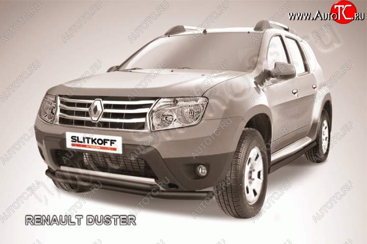 10 999 р. защита переднего бампера Slitkoff Renault Duster HS дорестайлинг (2010-2015) (Цвет: серебристый)  с доставкой в г. Омск