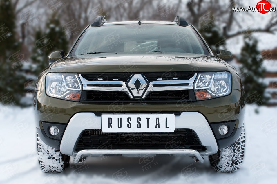 14 449 р. Защита переднего бампера (Ø42 мм волна, нержавейка) SLITKOFF  Renault Duster  HS (2015-2021) рестайлинг  с доставкой в г. Омск