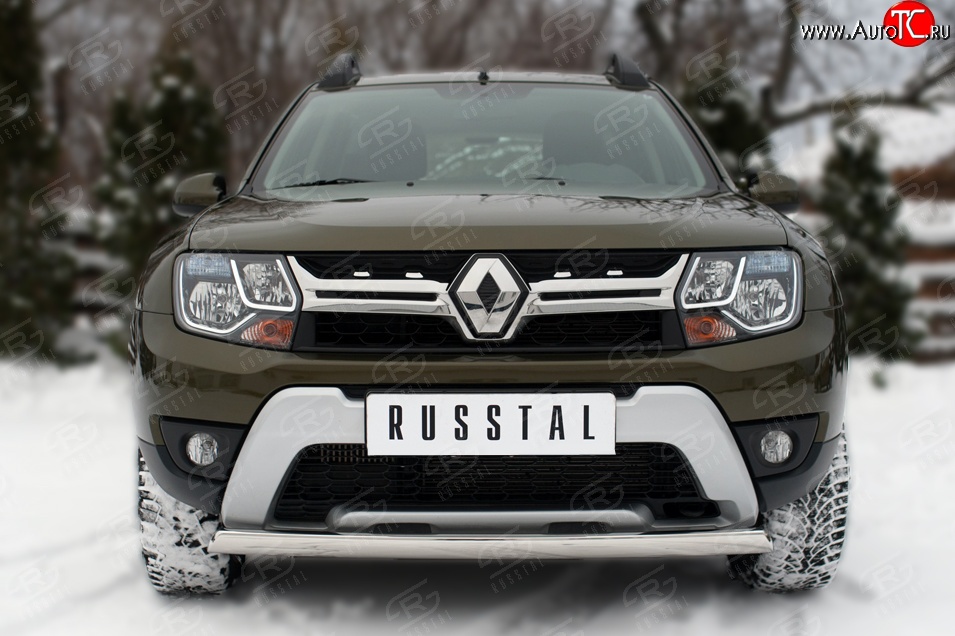 17 599 р. Защита переднего бампера (Ø75х42 мм, нержавейка) SLITKOFF  Renault Duster  HS (2015-2021) рестайлинг  с доставкой в г. Омск