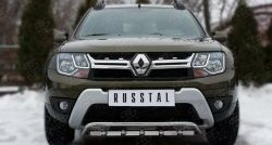 Защита переднего бампера (Ø42 мм с зубами, нержавейка) SLITKOFF Renault Duster HS дорестайлинг (2010-2015)