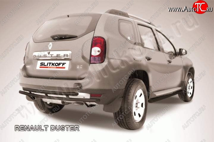 5 549 р. Защита задняя Slitkoff Renault Duster HS дорестайлинг (2010-2015) (Цвет: серебристый)  с доставкой в г. Омск