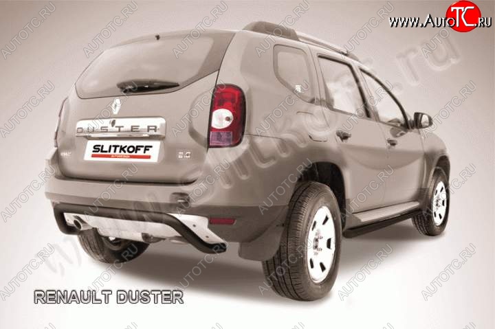 6 999 р. Защита задняя Slitkoff Renault Duster HS дорестайлинг (2010-2015) (Цвет: серебристый)  с доставкой в г. Омск