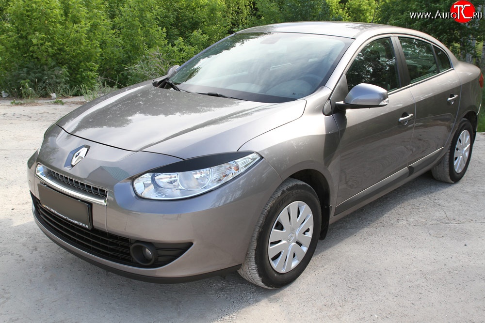 1 099 р. Реснички RA на фары дорестайлинг  Renault Fluence (2010-2012) дорестайлинг (Неокрашенные)  с доставкой в г. Омск