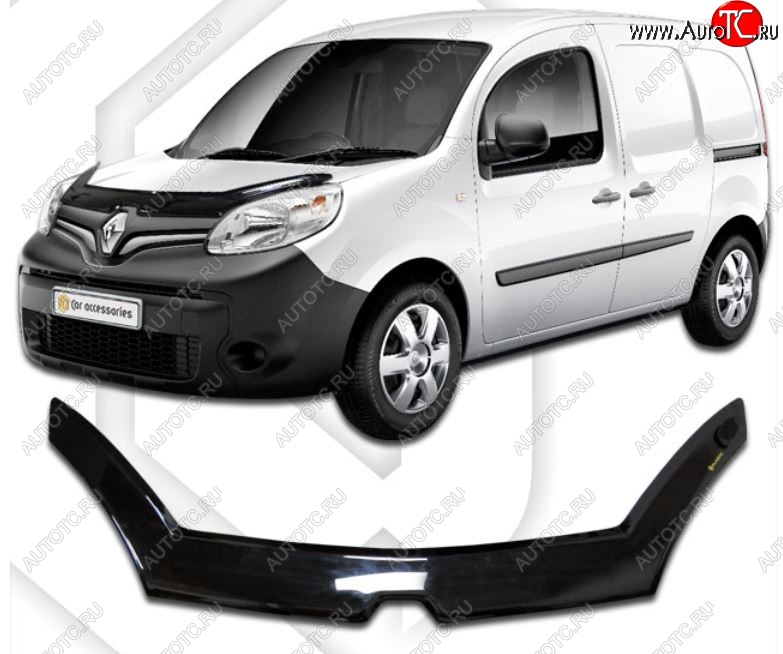 2 699 р. Дефлектор капота CA-Plastiс exclusive  Renault Kangoo  KW0 (2013-2016) рестайлинг (Classic черный, Без надписи)  с доставкой в г. Омск