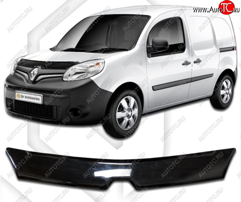 1 829 р. Дефлектор капота CA-Plastiс  Renault Kangoo  KW0 (2013-2016) рестайлинг (Classic черный, Без надписи)  с доставкой в г. Омск