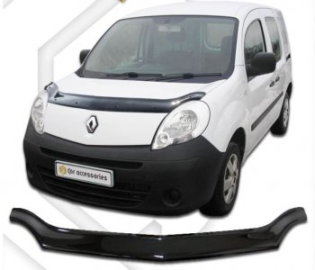 1 999 р. Дефлектор капота CA-Plastiс  Renault Kangoo  KW0 (2008-2013) дорестайлинг (Classic черный, Без надписи)  с доставкой в г. Омск. Увеличить фотографию 1