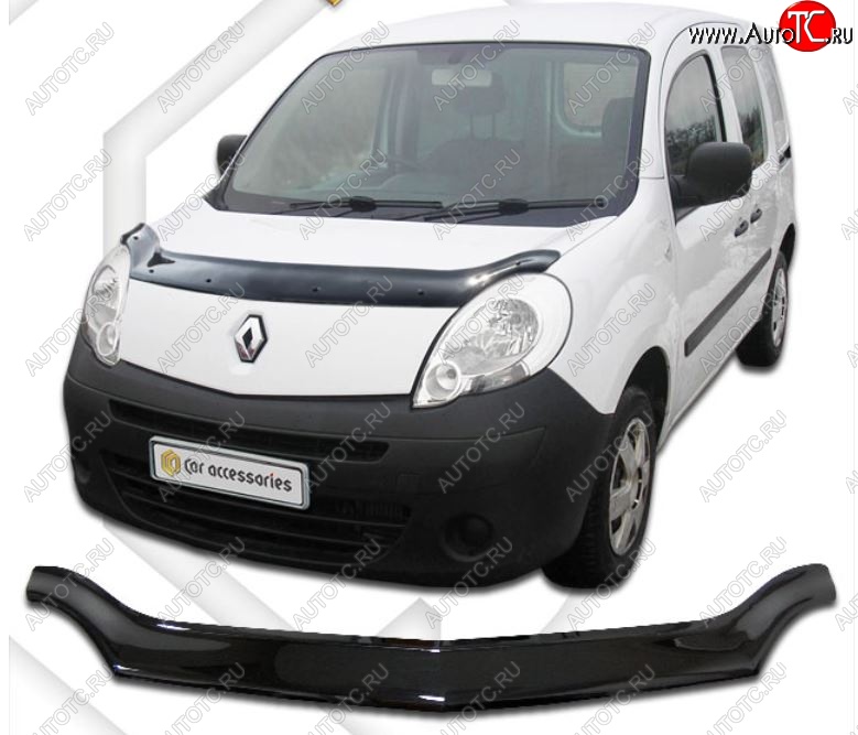 1 999 р. Дефлектор капота CA-Plastiс  Renault Kangoo  KW0 (2008-2013) дорестайлинг (Classic черный, Без надписи)  с доставкой в г. Омск