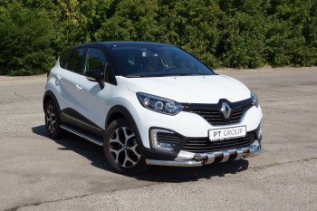 25 999 р. Порожки для ног из трубы Ø51 с алюминиевой площадкой Petroil Tuning Renault Kaptur рестайлинг (2020-2024) (Нержавеющая полированная сталь)  с доставкой в г. Омск. Увеличить фотографию 2