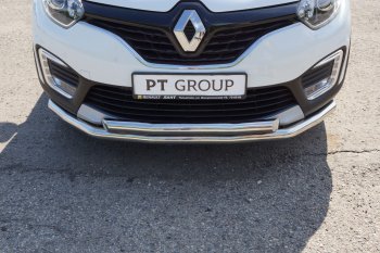 22 349 р. Защита переднего бампера двойная из труб d63/63 мм Petroil Tuning Renault Kaptur дорестайлинг (2016-2020) (Нержавеющая полированная сталь)  с доставкой в г. Омск. Увеличить фотографию 3