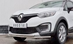 21 499 р. Защита переднего бампера (2 трубыØ42 мм, нержавейка) SLITKOFF  Renault Kaptur (2016-2020) дорестайлинг  с доставкой в г. Омск. Увеличить фотографию 4