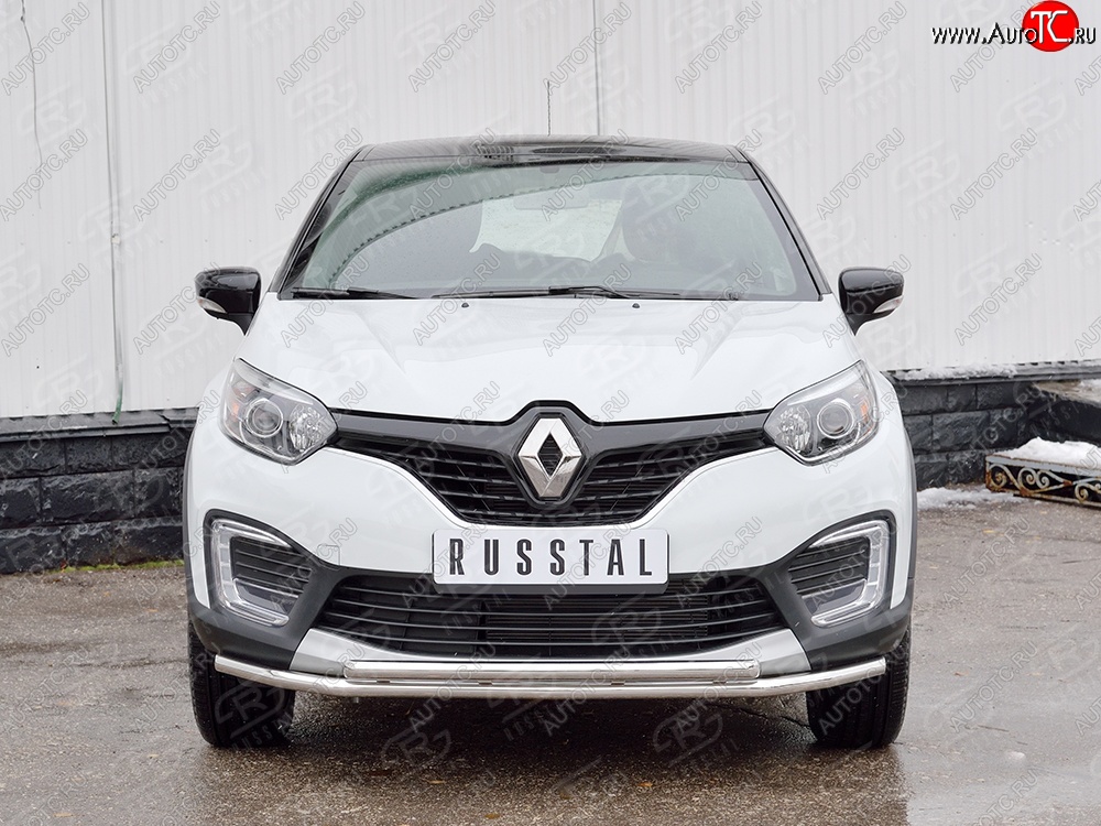 21 499 р. Защита переднего бампера (2 трубыØ42 мм, нержавейка) SLITKOFF  Renault Kaptur (2016-2020) дорестайлинг  с доставкой в г. Омск