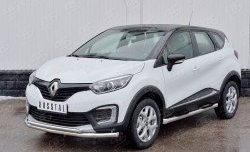 15 699 р. Защита переднего бампера (2 трубыØ63 и 42 мм, нержавейка) SLITKOFF  Renault Kaptur (2016-2020) дорестайлинг  с доставкой в г. Омск. Увеличить фотографию 2