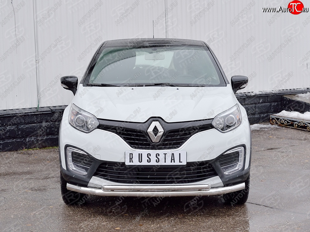 15 699 р. Защита переднего бампера (2 трубыØ63 и 42 мм, нержавейка) SLITKOFF  Renault Kaptur (2016-2020) дорестайлинг  с доставкой в г. Омск