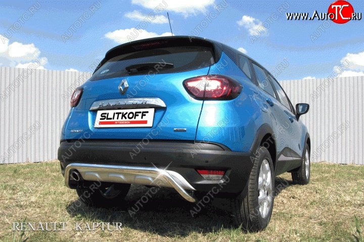 8 699 р. Защита заднего бампера диаметром 42 мм с изгибом Slitkoff  Renault Kaptur (2016-2020) дорестайлинг (Для автомобиля 2WD)  с доставкой в г. Омск