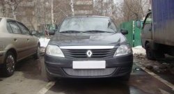 1 899 р. Сетка на бампер Russtal (хром) Renault Logan 1 рестайлинг (2010-2016)  с доставкой в г. Омск. Увеличить фотографию 4