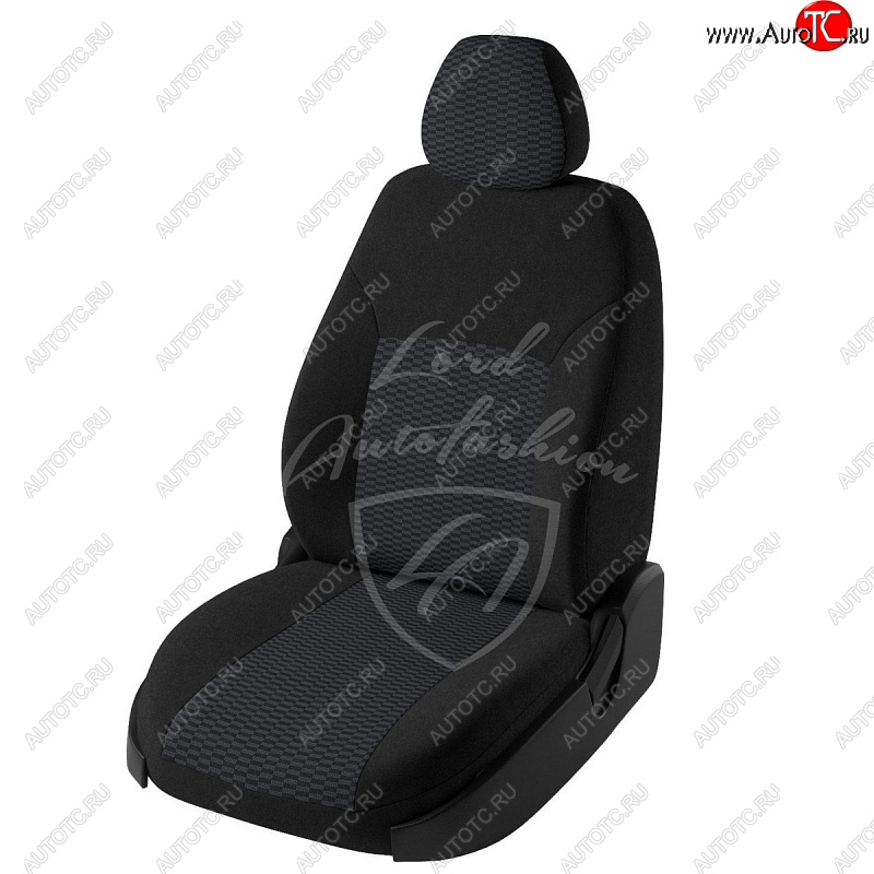 6 399 р. Чехлы для сидений Lord Autofashion Дублин (жаккард, 3 Г-образных подгол-ка)  Renault Logan  2 - Sandero  (B8) (Черный, вставка Прямоугольник черный)  с доставкой в г. Омск