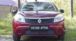 1 799 р. Защитная сетка решетки переднего бампера РА  Renault Sandero  (BS) (2009-2014)  с доставкой в г. Омск. Увеличить фотографию 2