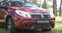 1 799 р. Защитная сетка решетки переднего бампера (с ДХО) РА  Renault Sandero  (BS) (2009-2014)  с доставкой в г. Омск. Увеличить фотографию 2