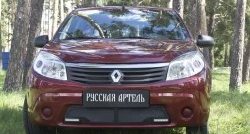 Защитная сетка решетки переднего бампера (с ДХО) РА Renault (Рено) Sandero (Сандеро)  (BS) (2009-2014) (BS)