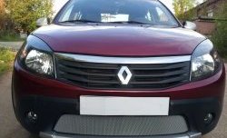 1 539 р. Сетка на бампер Russtal (хром) Renault Sandero Stepway (BS) (2010-2014)  с доставкой в г. Омск. Увеличить фотографию 2