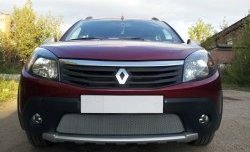 1 539 р. Сетка на бампер Russtal (хром) Renault Sandero Stepway (BS) (2010-2014)  с доставкой в г. Омск. Увеличить фотографию 3