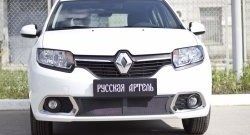 1 799 р. Защитная сетка решетки переднего бампера РА Renault Sandero (B8) дорестайлинг (2014-2018)  с доставкой в г. Омск. Увеличить фотографию 5