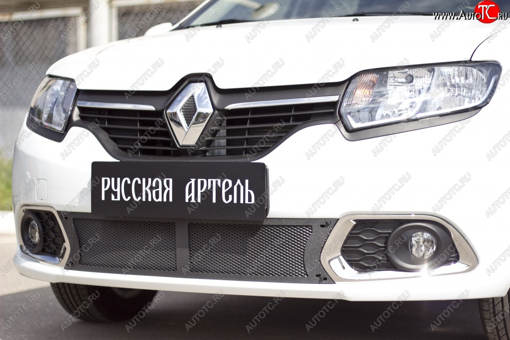 1 799 р. Защитная сетка решетки переднего бампера РА Renault Sandero (B8) дорестайлинг (2014-2018)  с доставкой в г. Омск