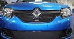 1 469 р. Нижняя сетка на бампер Russtal (черная)  Renault Sandero  (B8) (2014-2018) дорестайлинг  с доставкой в г. Омск. Увеличить фотографию 2