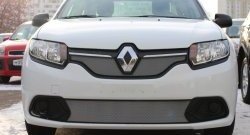 1 539 р. Нижняя сетка на бампер Stepway Russtal (хром)  Renault Sandero  (B8) (2014-2018) дорестайлинг  с доставкой в г. Омск. Увеличить фотографию 1