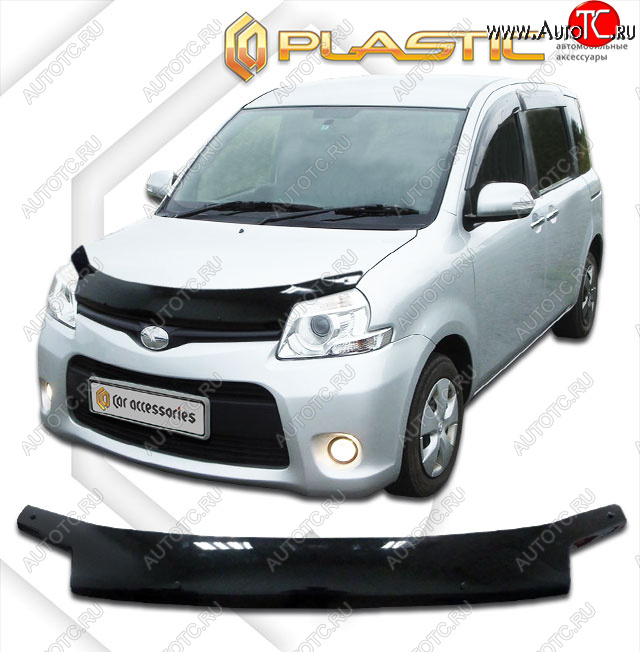 2 059 р. Дефлектор капота CA-Plastic  Toyota Sienta Dice (2011-2015) хэтчбек 5 дв. (серия Classic черный, без хром. молдинга)  с доставкой в г. Омск