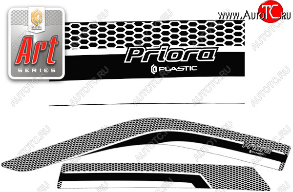 2 159 р. Ветровики дверей CA-Plsastic  Лада Приора  2172 (2008-2014) хэтчбек дорестайлинг (Серия Art белая, без хром. молдинга)  с доставкой в г. Омск