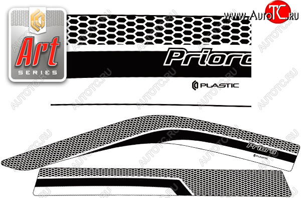 2 159 р. Ветровики дверей CA-Plsastic  Лада Приора  2171 (2013-2015) универсал рестайлинг (Серия Art черная, без хром. молдинга)  с доставкой в г. Омск